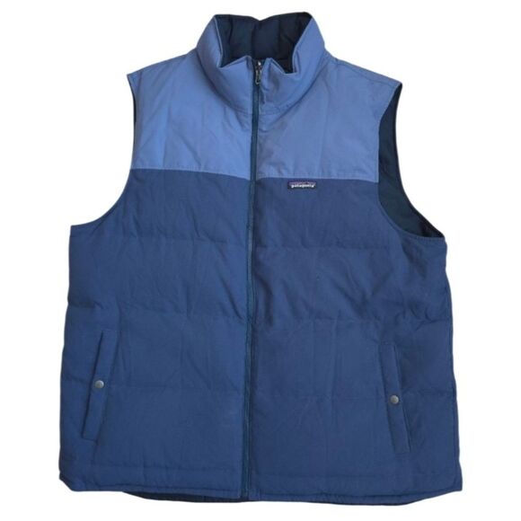 Patagonia Vest Mens XL Blue Reversible Bivy Down Puffer - Picture 1 of 8